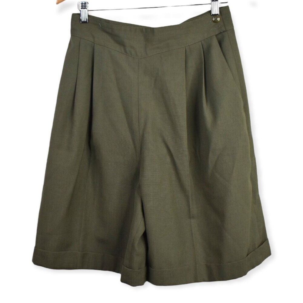 Roberto diNero Shorts 12 Womens Vintage Olive Green Button Mom High Rise